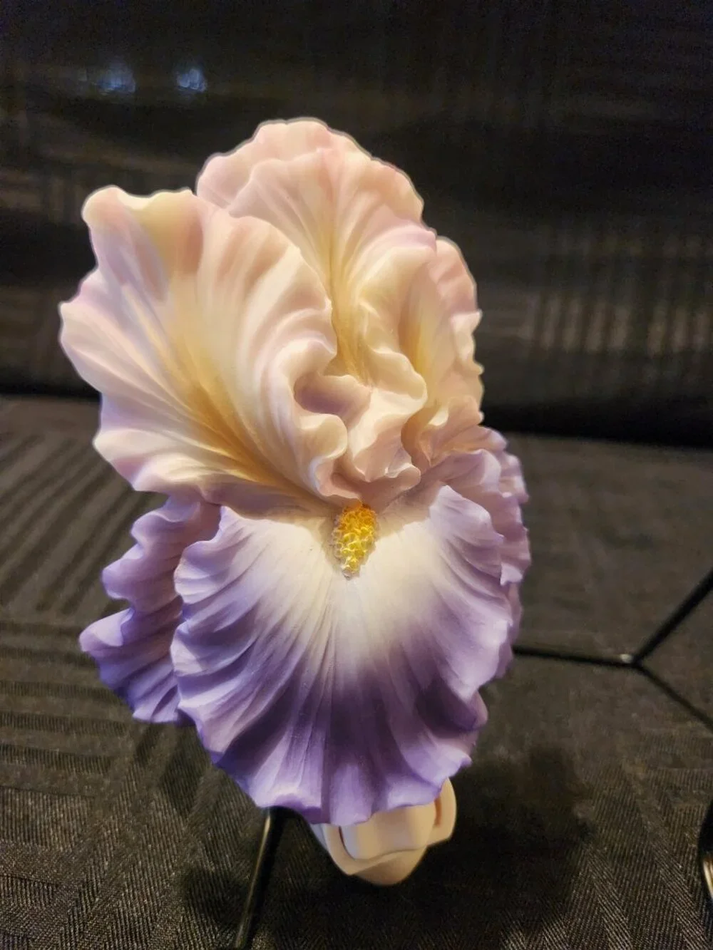 Ibis & Orchid Design Flowers of Light Iris Nightlight Hand Painted W/ Box Works